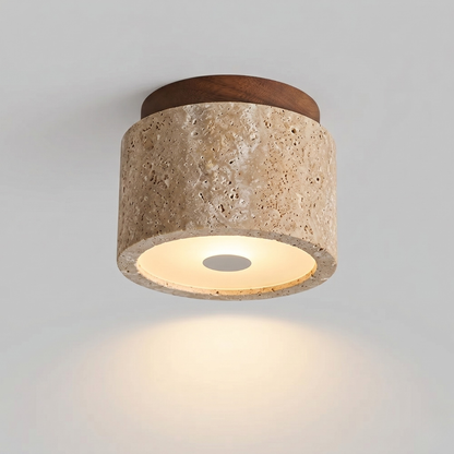 Travertine Ceiling Indoor Lamp with Wood