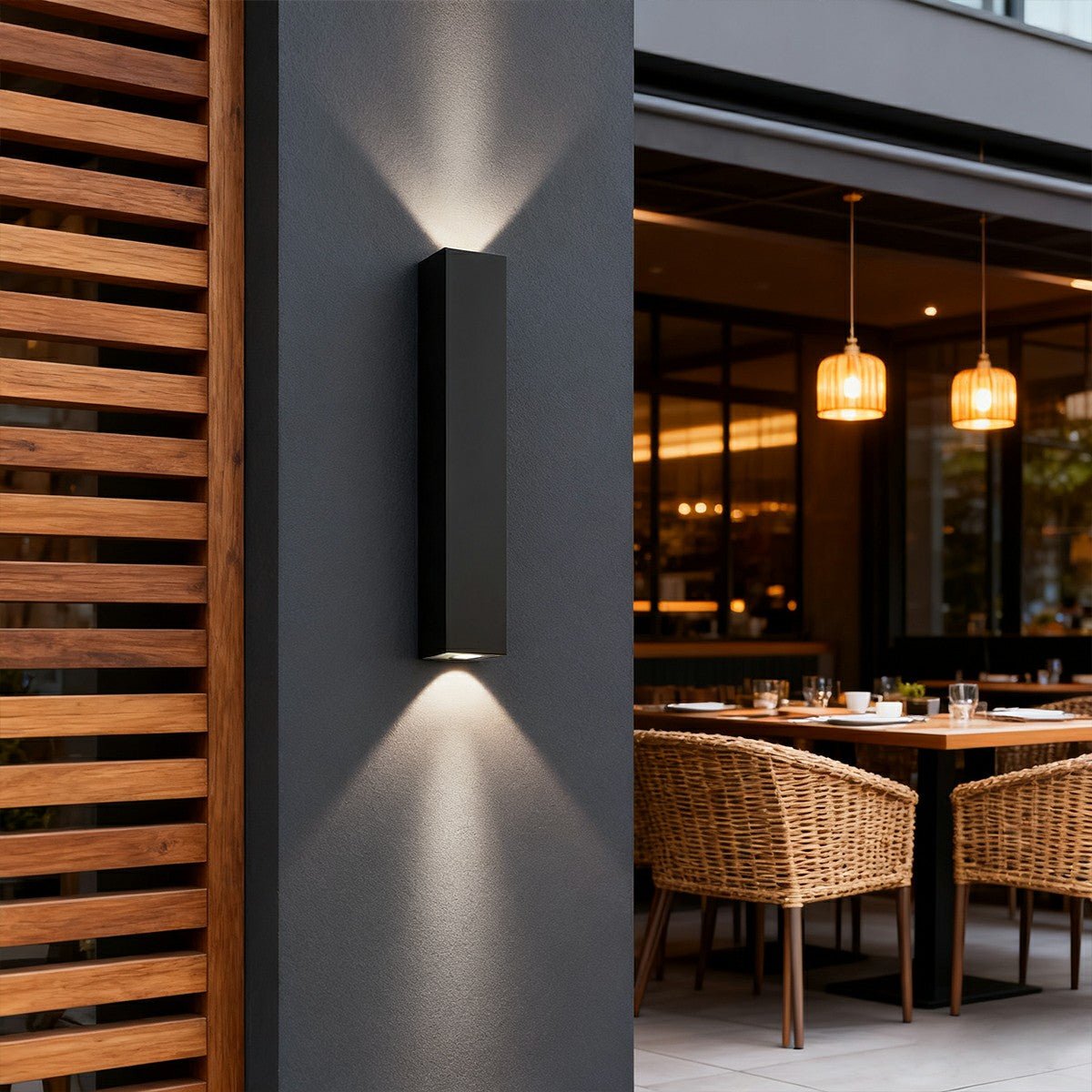 Waterproof LED Outdoor Wall Light – Up & Down Rectangular Garden Light